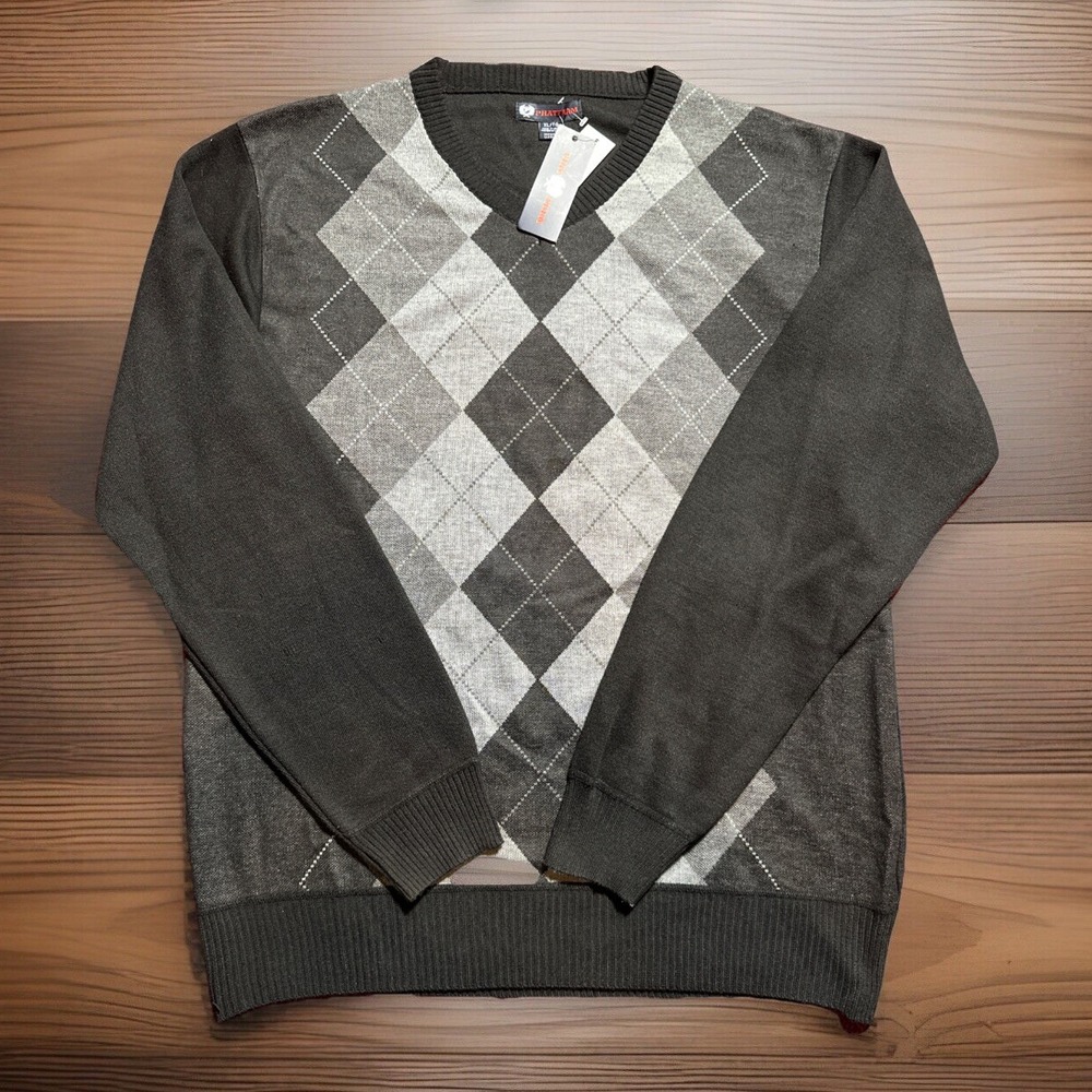NWT Phat Farm Mens Sweater XL Long Sleeve Cotton Black & Gray